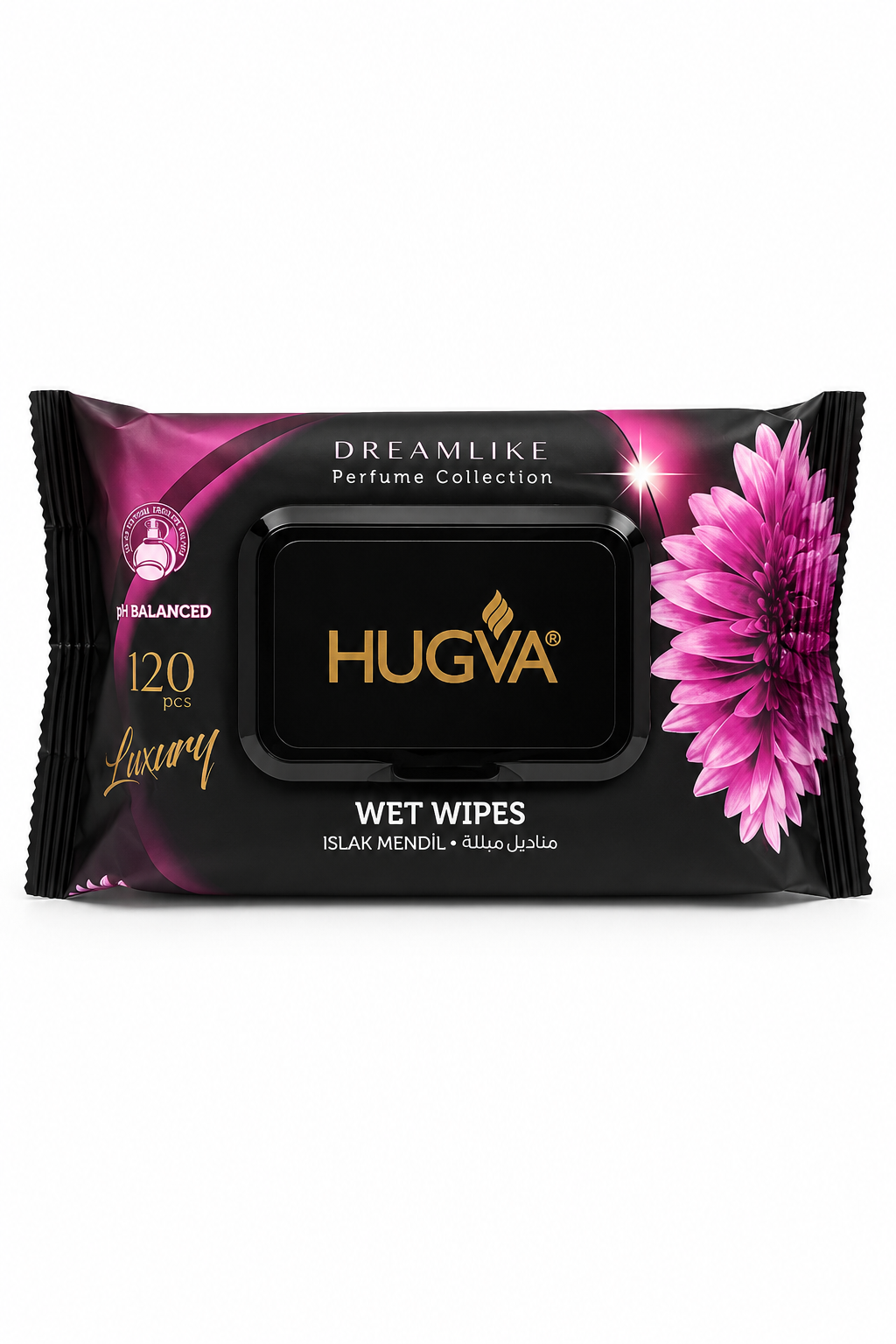 Nawilżane chusteczki perfumowane HUGVA Dreamlike Luxury – 120 szt. 🌸🖤✨