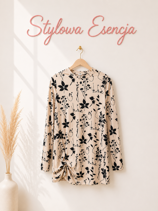 Sukienka/tunika w kwiatowy print z marszczeniem | Shein | UK 12 / EUR 40