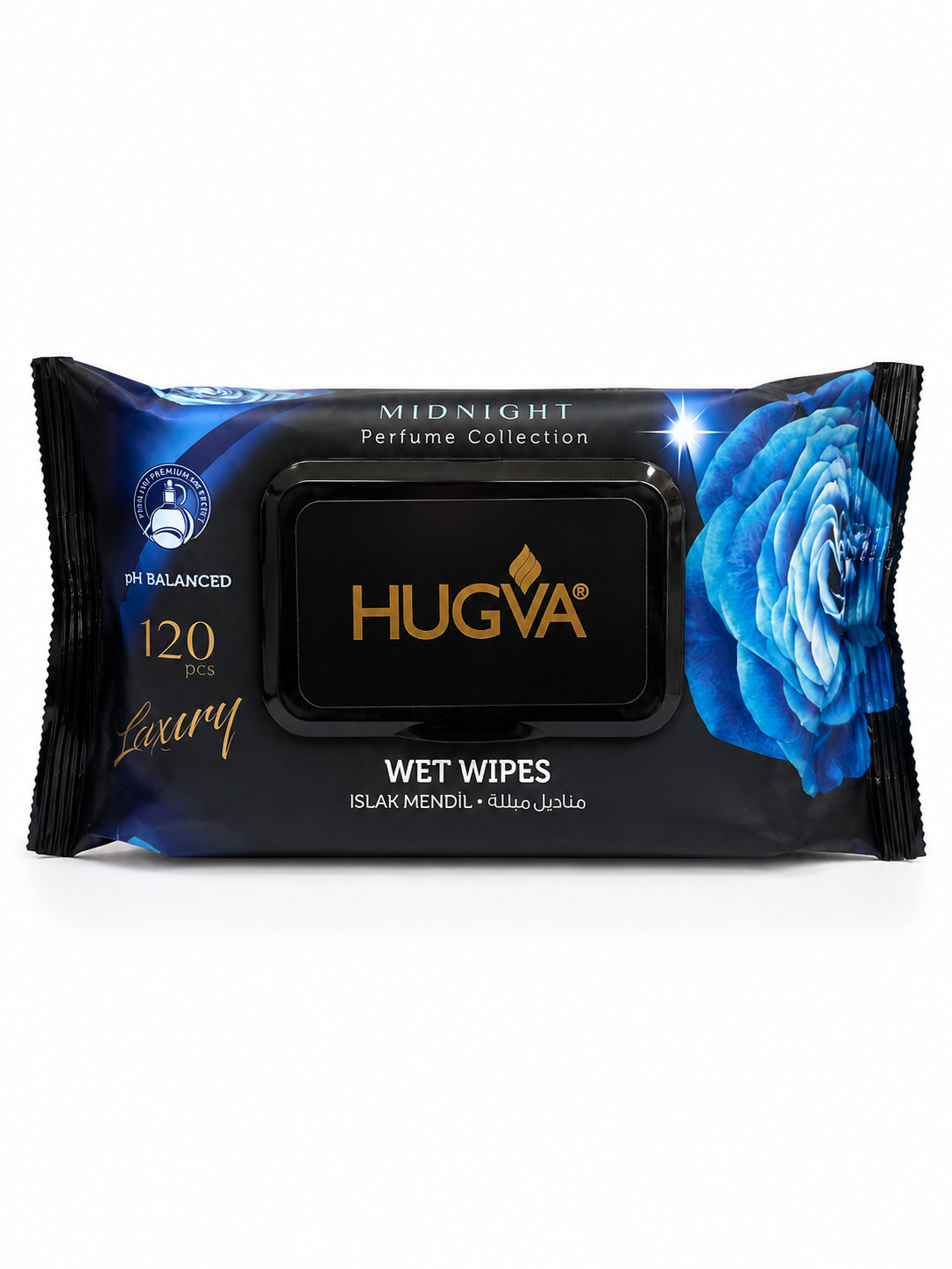 Nawilżane chusteczki perfumowane HUGVA Midnight Luxury – 120 szt. 🌙💙✨