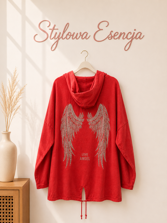 Bluza/kardigan z kapturem “Love Angel” z cyrkoniami | Disena | UK 20 / EUR 48